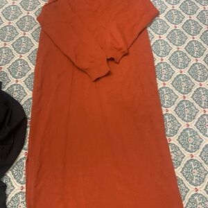 Elegant Long Sleeve Rust Dress